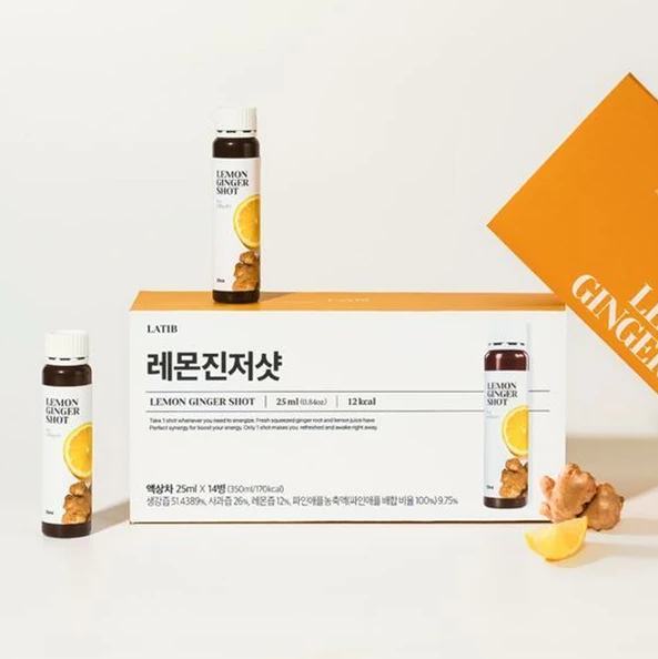 (ยกกล่อง14ขวด) LATIB Lemon Ginger Shot