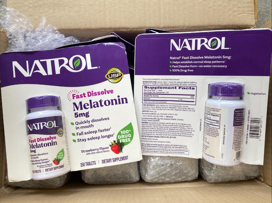 ม็ดอม - Natrol Melatonin Time Release Fast Dissolve 5mg. (250เม็ด) รส/สตรอเบอร์รี่