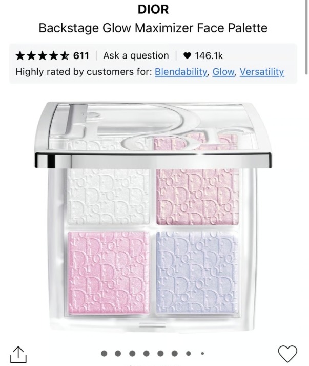 Dior Backstage Glow Maximizer Palette #002 Frosted Opal Glow (เคาเตอร์ 2,340฿)