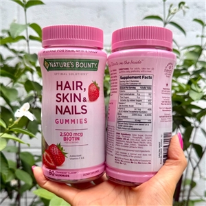 Nature's Bounty, Optimal Solutions, Hair, Skin & Nails Gummies, Strawberry Flavored, (80Gummies)