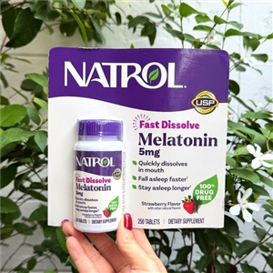 ม็ดอม - Natrol Melatonin Time Release Fast Dissolve 5mg. (250เม็ด) รส/สตรอเบอร์รี่