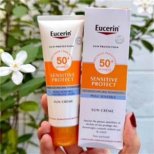 แบบหลอด/ผิวบอบบาง Eucerin Sun Sensitive Protect Cream SPF50+ PA++++ 50ml.