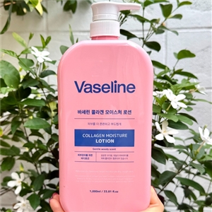 รุ่นใหม่ Vaseline Moisture Lotion 1000ml. #สีชมพู Collagen Moisture