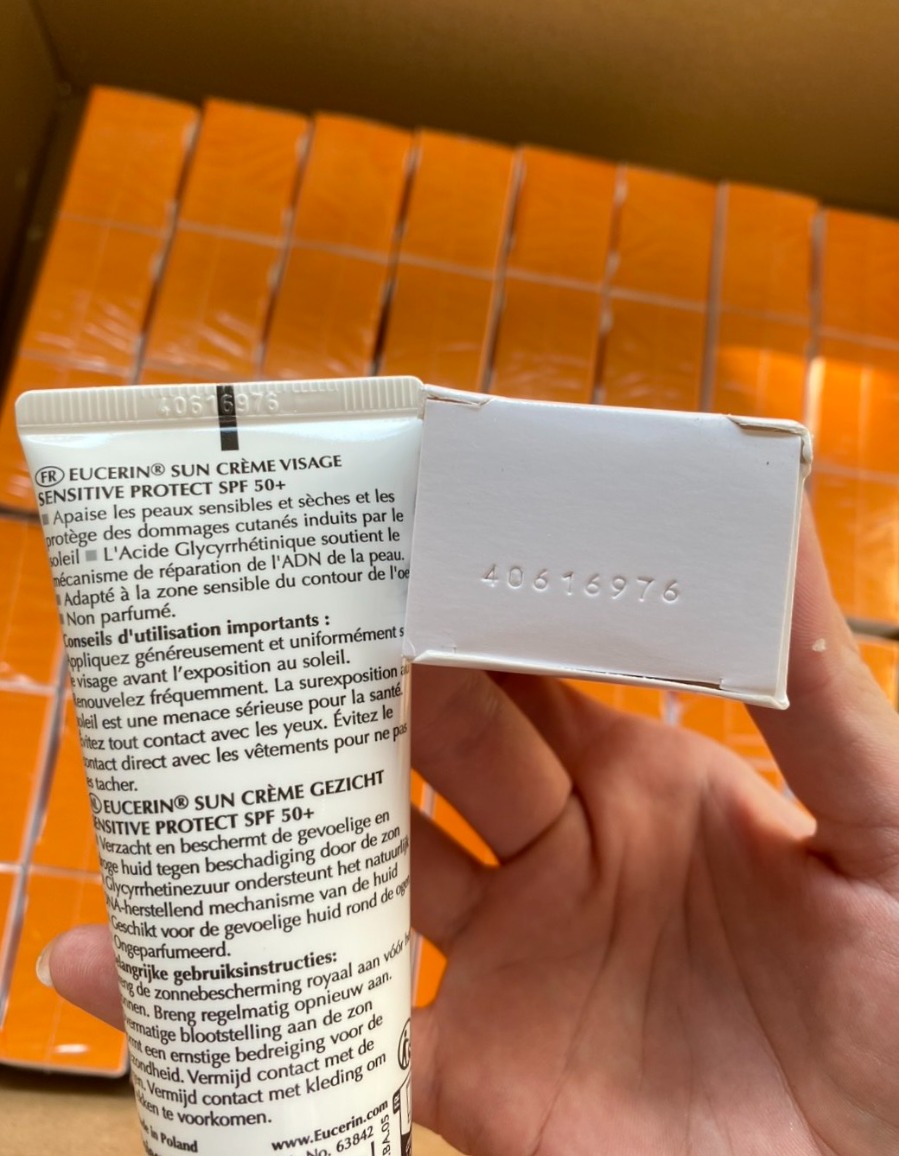 แบบหลอด/ผิวบอบบาง Eucerin Sun Sensitive Protect Cream SPF50+ PA++++ 50ml.