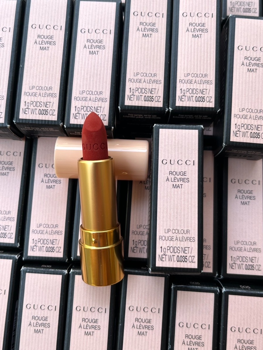(ขนาด.มินิ Mini 1g.) - Gucci Rouge A Levres Mat Lip Colour #505 Janet Rust