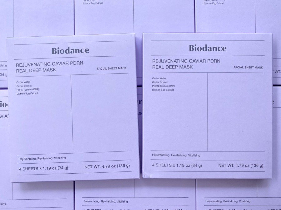 ม่วง Biodance Rejuvenating Caviar PDRN Real Deep Mask (1กล่อง 4แผ่น)