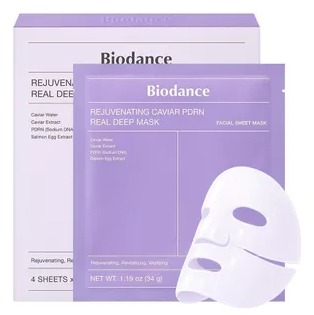 ม่วง Biodance Rejuvenating Caviar PDRN Real Deep Mask (1กล่อง 4แผ่น)